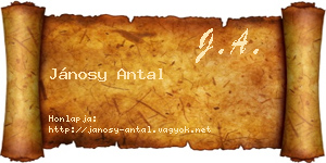 Jánosy Antal névjegykártya